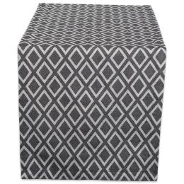 DII Black and White Diamond Pattern Table Runner - 72 inches