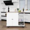 Kitchen Island Cart Wood Kitchen Islands with Large Trolley Cart with Large Cabinet, Towel Rack, Kitchen and Dining Room Utensils Organizer on Wheels