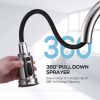 Kitchen Faucet- 3 Modes Pull Down Sprayer Kitchen Sink Faucet; Brushed Nickel Kitchen Faucet Single Handle; 1or3 Holes with Deck Plate; 100% Lead-Free