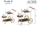 ACME Lacy Serving Cart; Gold Plated; Cherry Wood & Black Glass YF