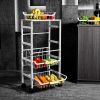 5 Tier Rolling Cart with Storage Baskets;  Metal Kitchen Cart Utility Carts with Wheels