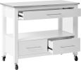 ACME Ottawa Kitchen Cart; Stainless Steel & White YF