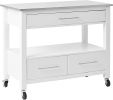 ACME Ottawa Kitchen Cart; Stainless Steel & White YF