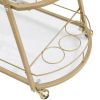 Golden Mobile Bar Cart Serving Wine Cart with Wheels; 3-tier Metal Frame Elegant Wine Rack for Kitchen; Party; Dining Room and Living Room