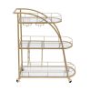 Golden Mobile Bar Cart Serving Wine Cart with Wheels; 3-tier Metal Frame Elegant Wine Rack for Kitchen; Party; Dining Room and Living Room