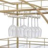 Golden Mobile Bar Cart Serving Wine Cart with Wheels; 3-tier Metal Frame Elegant Wine Rack for Kitchen; Party; Dining Room and Living Room