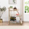 Golden Mobile Bar Cart Serving Wine Cart with Wheels; 3-tier Metal Frame Elegant Wine Rack for Kitchen; Party; Dining Room and Living Room