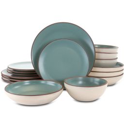 Gibson Elite Contempo Classic 16 Piece Round Terracotta Dinnerware Set in Green