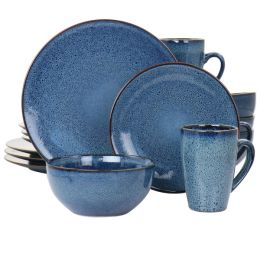 Gibson Elite Lisbon 16 Piece Round Stoneware Dinnerware Set in Teal