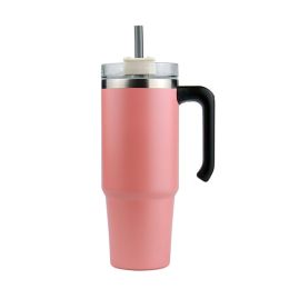 30oz 20oz Handle Vacuum Thermal Mug Beer Cup Travel Car Thermo Mug Portable Flask Coffee Stainless Steel Cups With Lid And Straw (Capacity: 890ml, Color: Nordic Powder)