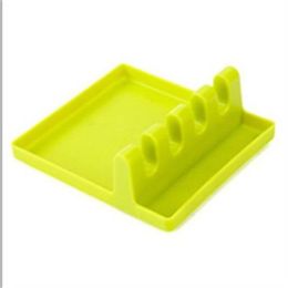 Silicone Soup Spoon Pad Spoon Spoon Holder Spatula Storage Rack Drain Pad Finishing Kitchen Tools (Color: green)