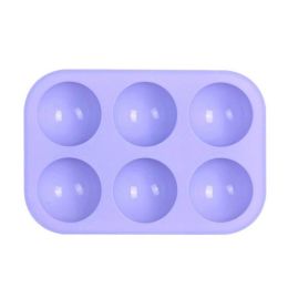 6 Holes DIY Ball Sphere Mold Silicone Cake Chocolate Candy Mould Kitchen Baking Soap Jelly Mold (Color: purple, size: 2Pcs)