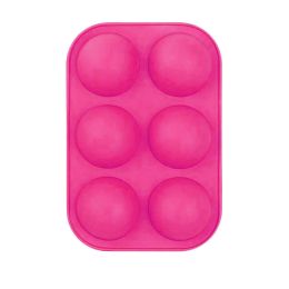 6 Holes DIY Ball Sphere Mold Silicone Cake Chocolate Candy Mould Kitchen Baking Soap Jelly Mold (Color: Hot Pink, size: 2Pcs)