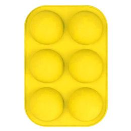 6 Holes DIY Ball Sphere Mold Silicone Cake Chocolate Candy Mould Kitchen Baking Soap Jelly Mold (Color: Yellow, size: 1Pcs)