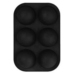 6 Holes DIY Ball Sphere Mold Silicone Cake Chocolate Candy Mould Kitchen Baking Soap Jelly Mold (Color: Black, size: 1Pcs)