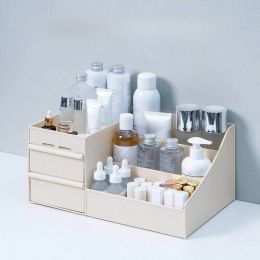 Cosmetic Organizer Makeup Case Holder Drawers Jewelry Plastic Storage Box (Color: White, size: S)