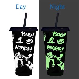 Halloween Color Changing Ghost Luminous Cups, Plastic Straw Color Changing Cups (Style: style1)