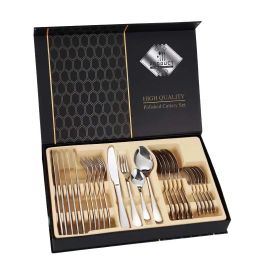 Flatware Set 24 Pieces Silverware Stainless Steel Cutlery Set Include Knife Fork Spoon Mirror Polished Dishwasher Safe (Color: Silver)