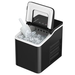 26lbs/24h Portable Countertop Ice Maker Machine with Scoop (Color: Black)
