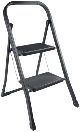 Step Ladder, Folding Step Stool with Wide Anti-Slip Pedal, 330 lbs Sturdy Steel Ladder, Black (size: 1.8'')