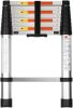 Simple Deluxe Telescoping Ladder 8.5FT Aluminum One-Button Retraction Extension System for Indoor and Outdoor Use