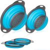 Collapsible Colander Silicone Bowl Strainer Set of 2, Portable Folding Filter Basket Bowls Container Rubber Strainer, Use for Draining Fruits, Vegetab