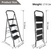 Step Ladder, Folding Step Stool with Wide Anti-Slip Pedal, 330 lbs Sturdy Steel Ladder, Black