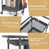 Multifunction 3-Tier Utility Storage Cart Metal Rolling Trolley W/ DIY Pegboard Baskets
