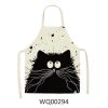 1pcs Kitchen Apron Cute Cat Printed Sleeveless Cotton Linen Aprons For Men Women Home Cleaning Tools