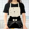 1pcs Kitchen Apron Cute Cat Printed Sleeveless Cotton Linen Aprons For Men Women Home Cleaning Tools