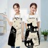 1pcs Kitchen Apron Cute Cat Printed Sleeveless Cotton Linen Aprons For Men Women Home Cleaning Tools