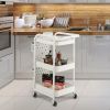 Multifunction 3-Tier Utility Storage Cart Metal Rolling Trolley W/ DIY Pegboard Baskets