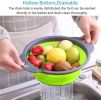 Collapsible Colander Silicone Bowl Strainer Set of 2, Portable Folding Filter Basket Bowls Container Rubber Strainer, Use for Draining Fruits, Vegetab